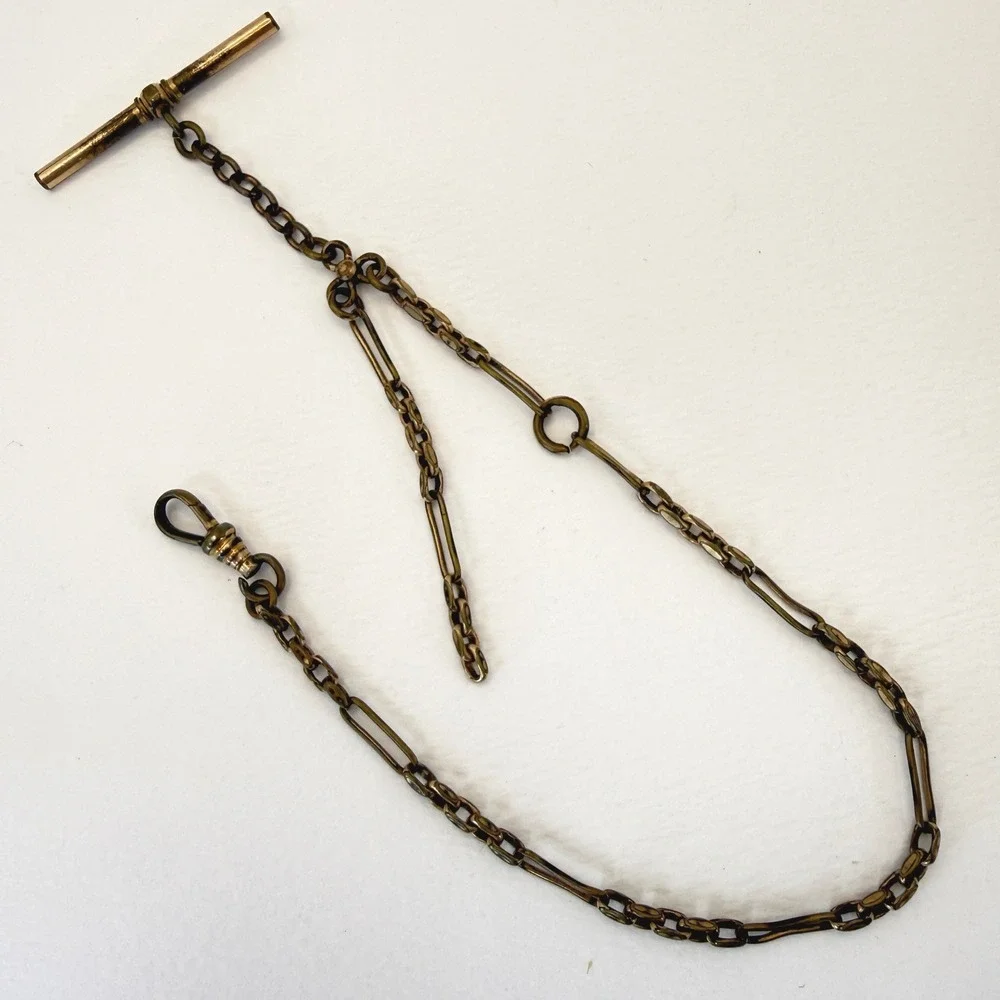 Antique Barrows Albert Pocket Watch Chain T-Bar Swivel Dog Clip Link